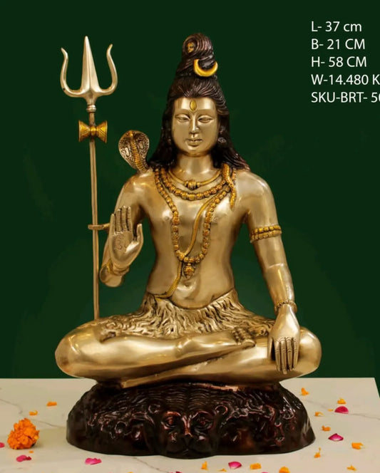 Brassaura™ Shiva Brass Statue – Height 22.8 Inch, Weight 17 Kg | Solid Brass Murti