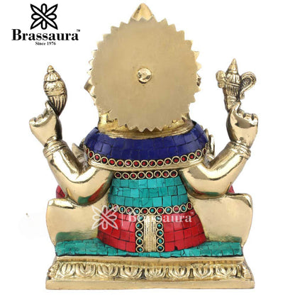 Brass Ganesha Statue For Home Decor And Gift Item Weight 5.2 Kg And Height 10 Inch