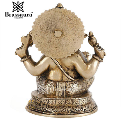 Brass Ganesha Statue For Home Decor And Gift Item Weight 1.8 Kg And Height 6 Inches