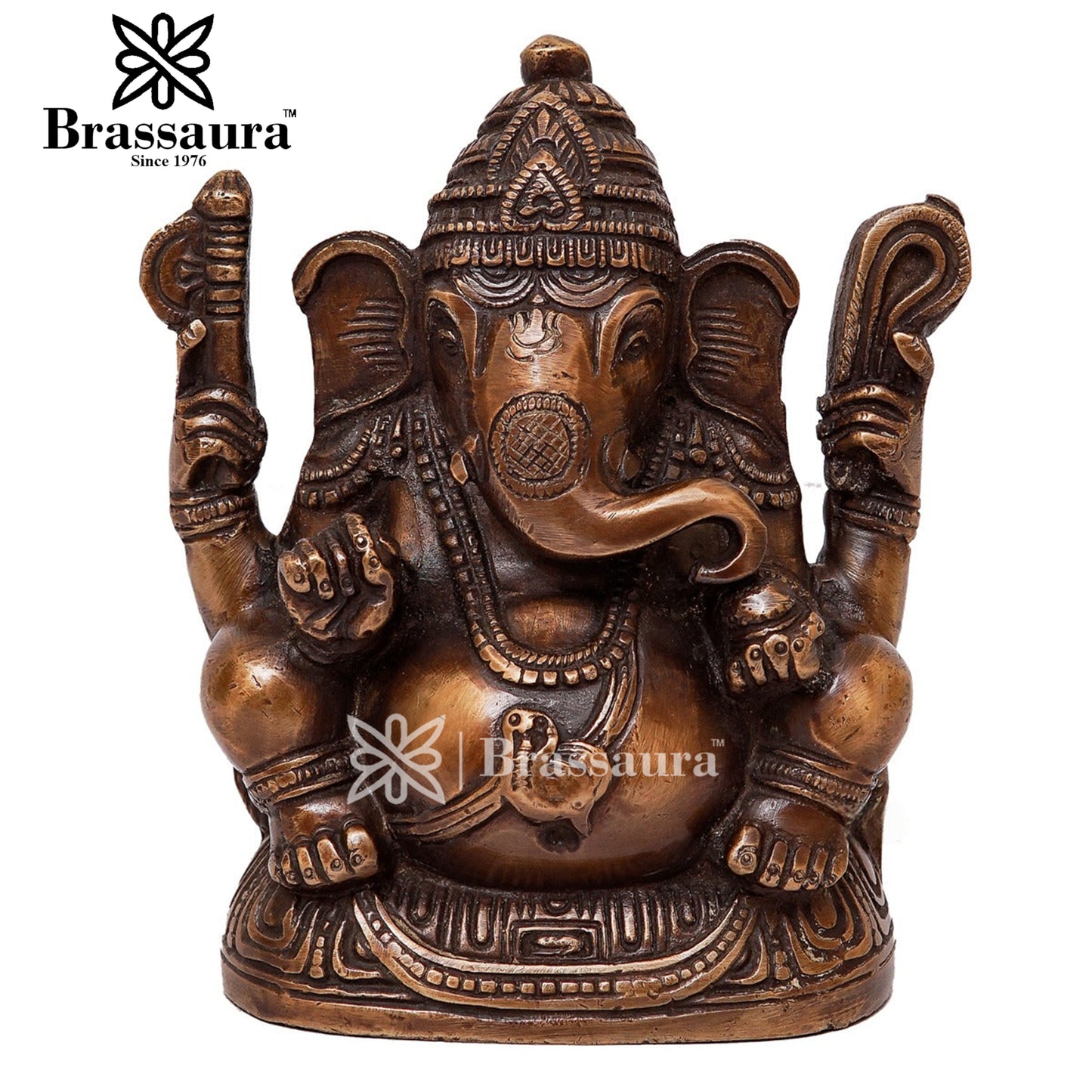 Brass Ganesha Statue For Home Decor And Gift Items Weight 1.4 Kg And Height 5.5 Inches