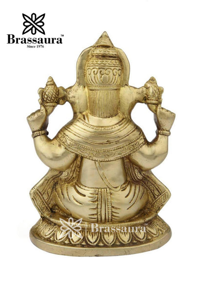 Brass Ganesha Statue For Home Decor And Gift Item Weight 2.5 Kg And Height 8 Inch