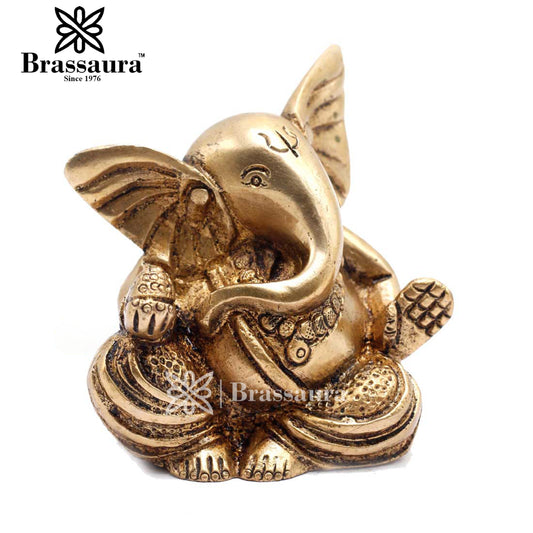 Brass Ganesha Statue For Home Decor And Gift Item Weight .45 Kg And Height 2.5 Inch