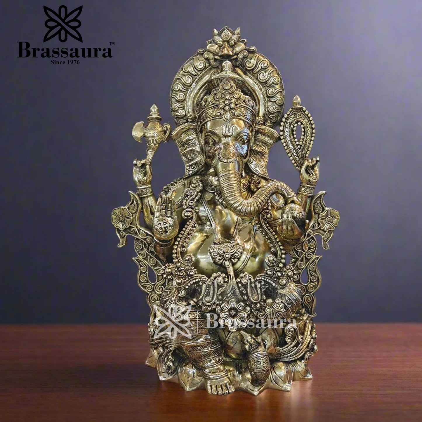 Brassaura™ Brass Jewellery Ganesha Statue for Home and Decor | Weight 45 Kgs | Height 29 Inches