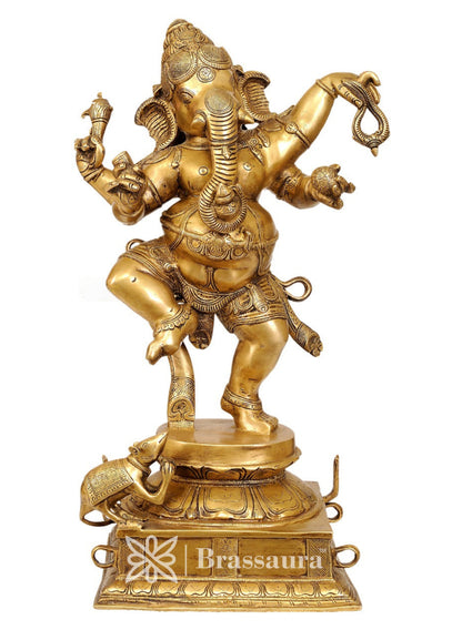 Brassaura™ Brass Ganesha Statue – “Pathfinder of Success” | Height 22 Inches & Weight 16 Kgs