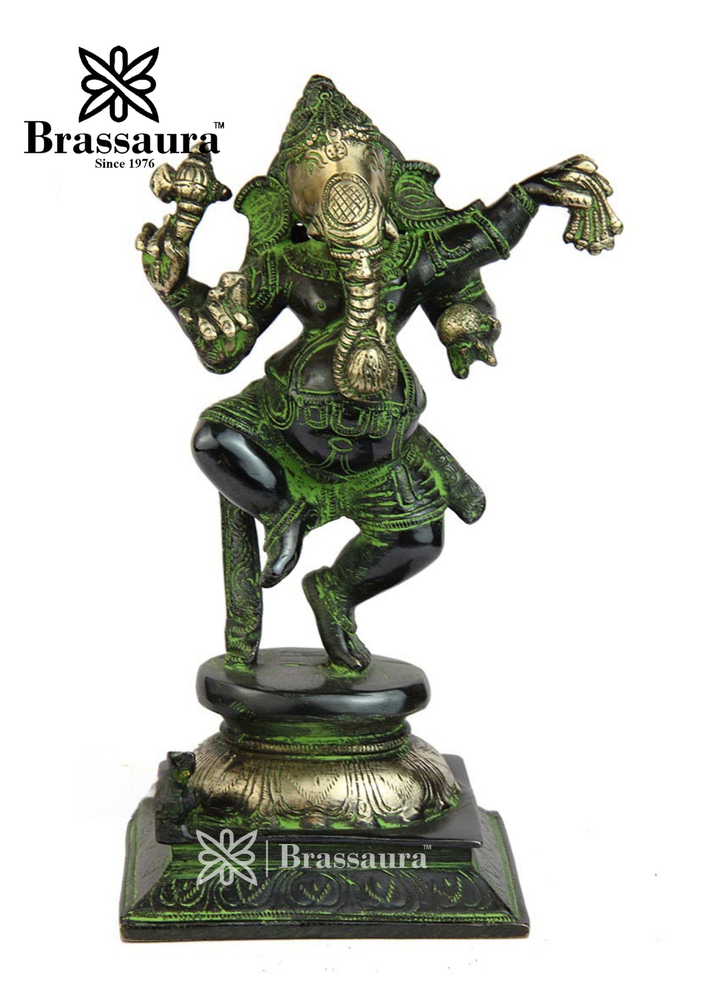 Brass Dancing Ganesh For Home Decor Weight .75 Kg And Height 6 Inch