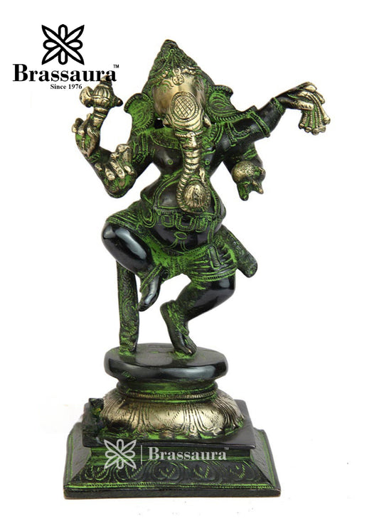 Brass Dancing Ganesh For Home Decor Weight .75 Kg And Height 6 Inch