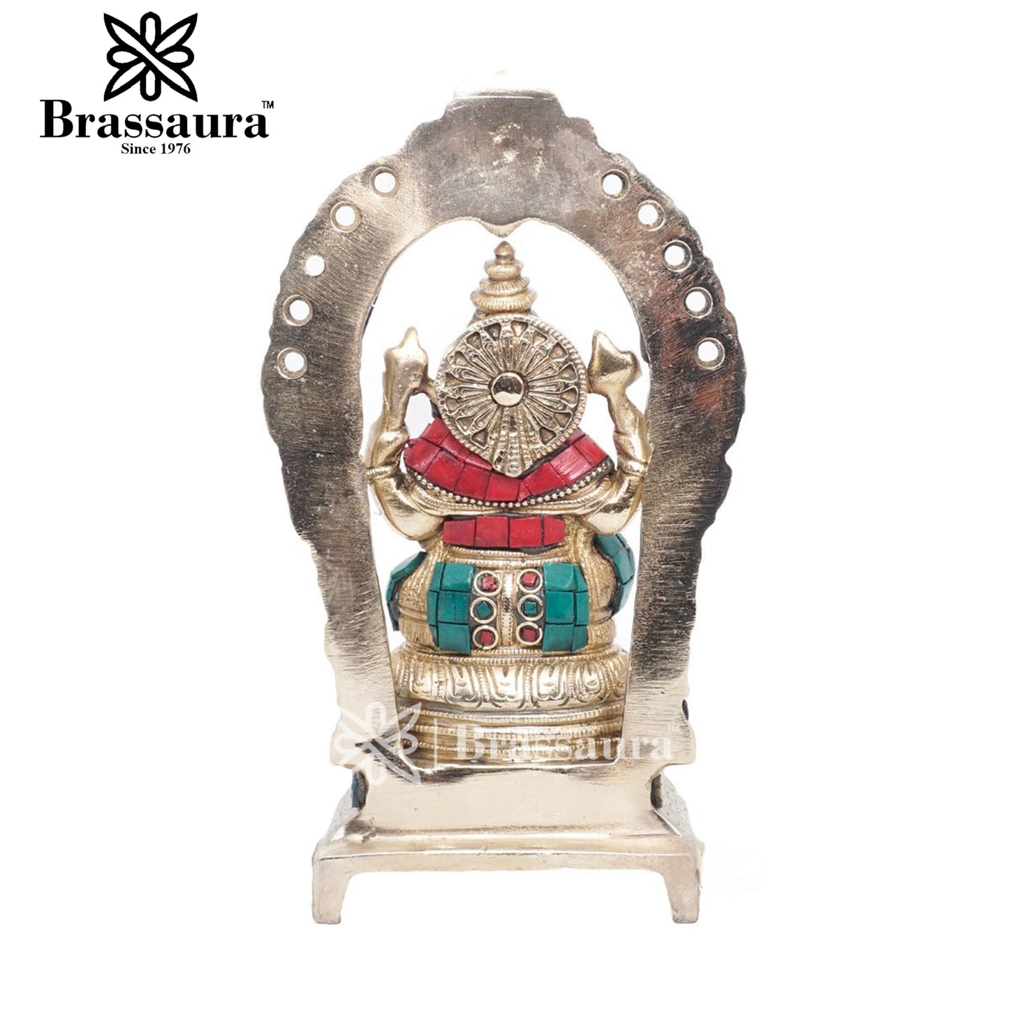 Brassaura™ Brass Ganesha Idol for Home and Decor | Weight 2 Kgs | Height 8 Inches