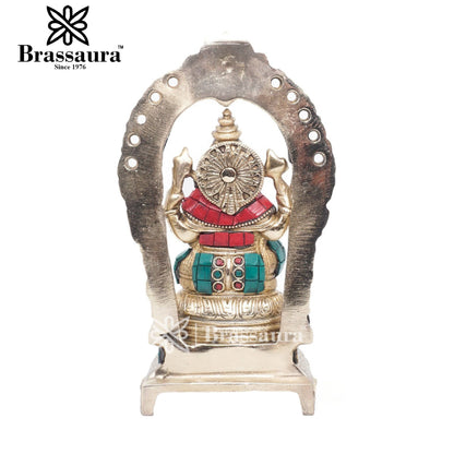 Brassaura™ Brass Ganesha Idol for Home and Decor | Weight 2 Kgs | Height 8 Inches