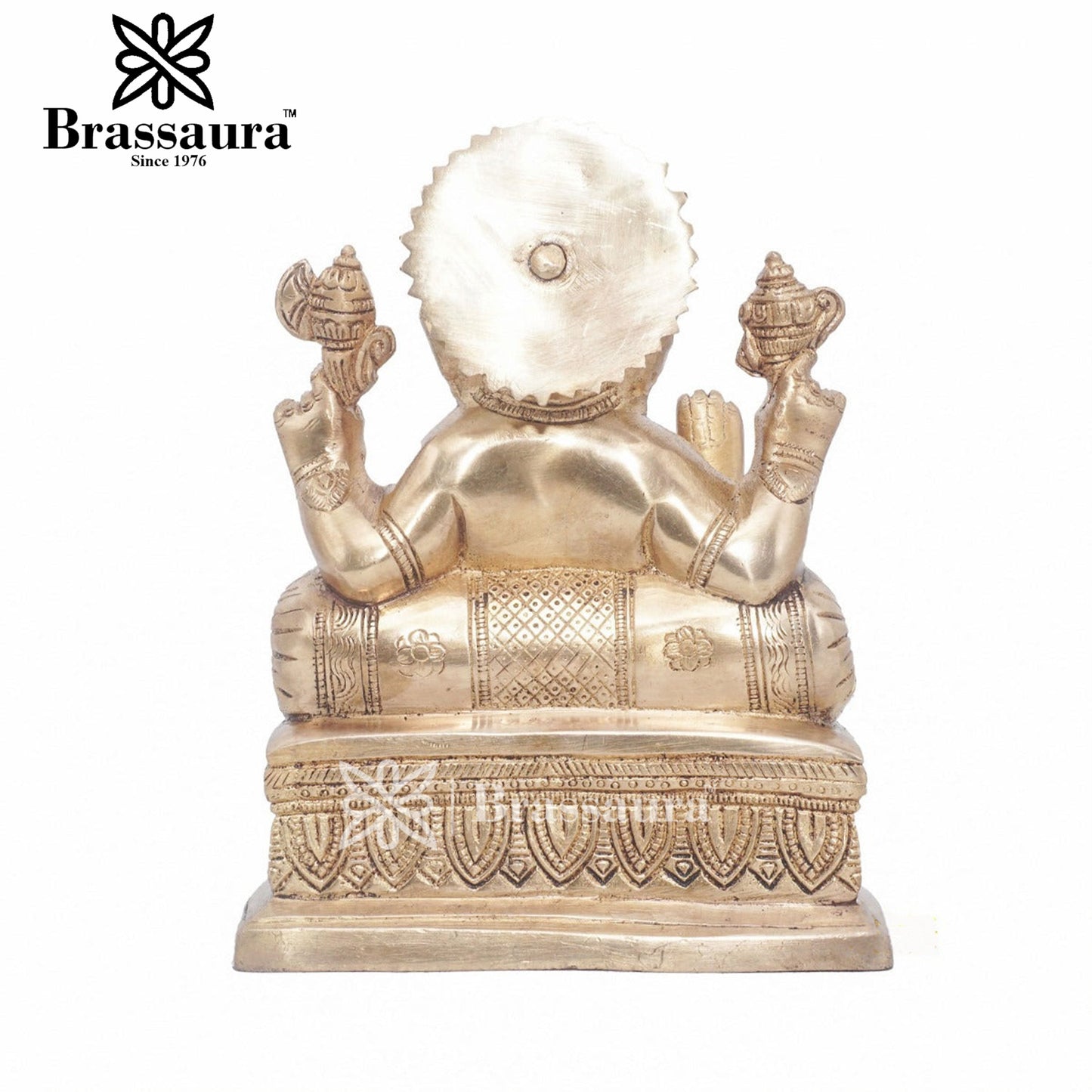 Brassaura™ Brass Ganesha Idol for Home and Decor | Weight 2.8 Kgs | Height 7.5 Inches