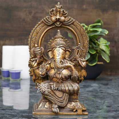 Brassaura™ Brass Ganesha Idol for Home and Decor | Weight 4.5 Kgs | Height 12 Inches