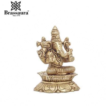 Brass Ganesha Statue For Home Decor And Gift Item Weight .33 Kg And Height 3 Inches