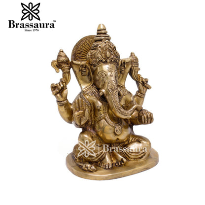 Brass Ganesha Statue For Home Decor And Gift Item Weight 4 Kg And Height 8.5 Inches