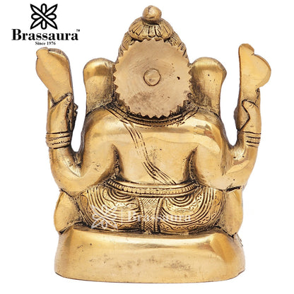 Brass Ganesha Statue For Home Decor And Gift Item Weight 1.3 Kg And Height 5.5 Inches