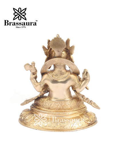 Brass Ganesha Statue For Home Decor And Gift Item Weight 2.5 Kg And Height 8 Inch