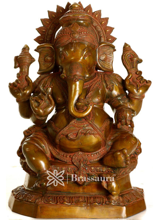 Brass Ganesha Statue For Home Decor And Gift Item Weight 43 Kg And Height 30 Inch