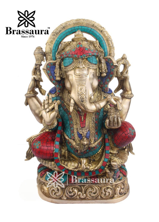 Brass Ganesha Statue For Home Decor And Gift Item Weight 20 Kg And Height 21 Inch