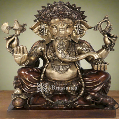 Brass Ganesha Statue For Home Decor And Gift Item Weight 70 Kg And Height 31 Inches