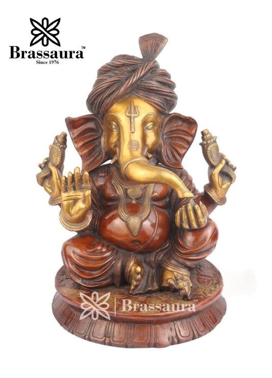 Brass Ganesha Statue For Home Decor And Gift Item Weight 3.5 Kg And Height 7 Inch