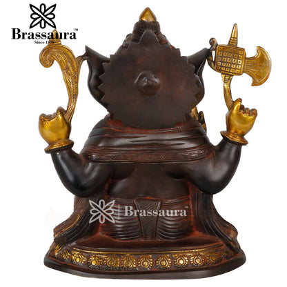 Brass Ganesha Statue For Home Decor And Gift Item Weight 8 Kg And Height 11 Inch