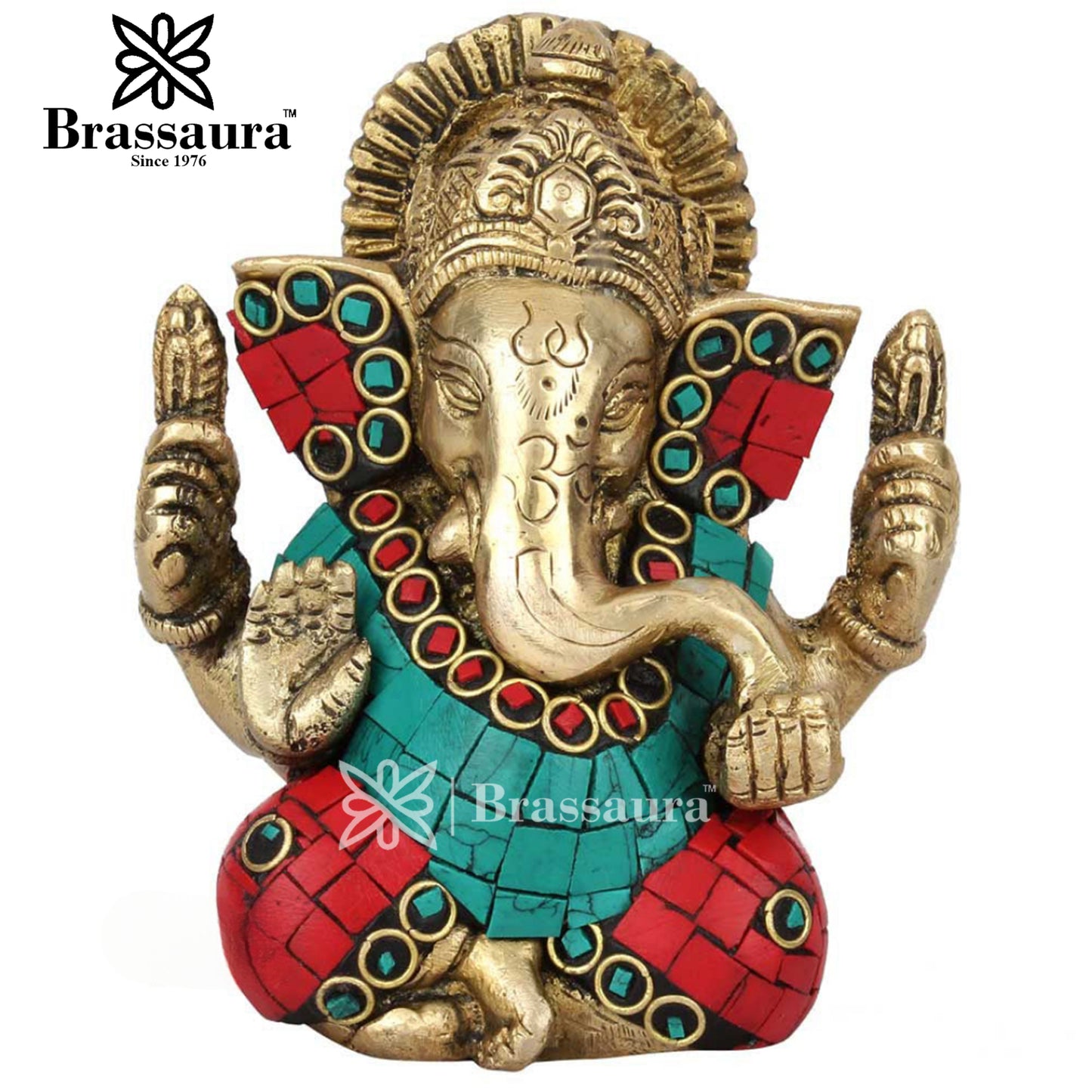 Brass Ganesha Statue For Home Decor And Gift Item Weight 1.6 Kg And Height 6 Inch