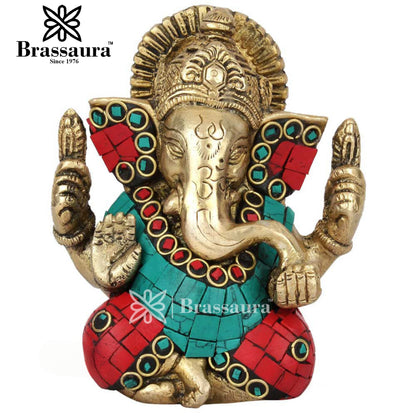 Brass Ganesha Statue For Home Decor And Gift Item Weight 1.6 Kg And Height 6 Inch