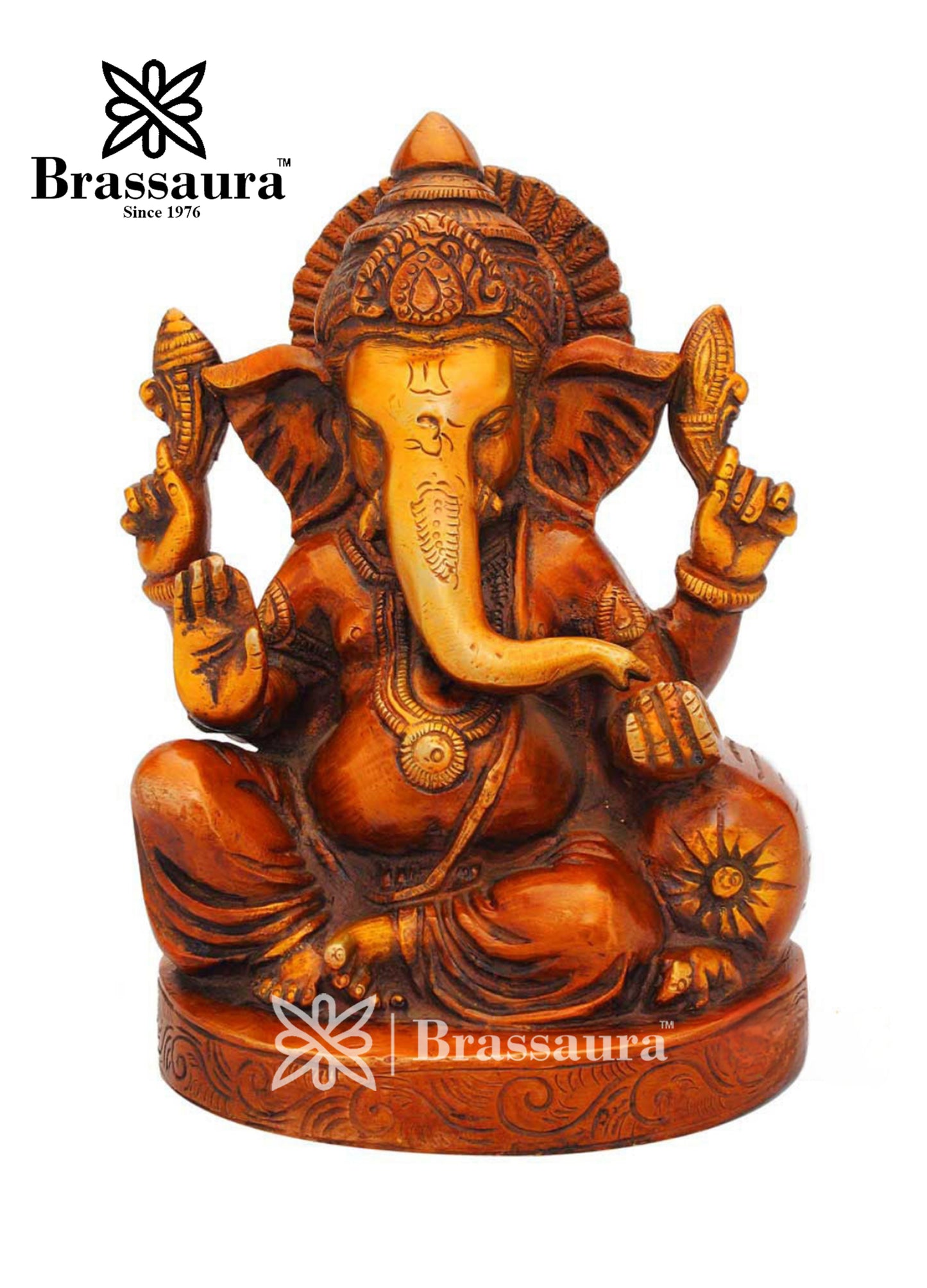 Brass Ganesha Statue For Home Decor Weight 2.2 Kg And Height 7 Inch