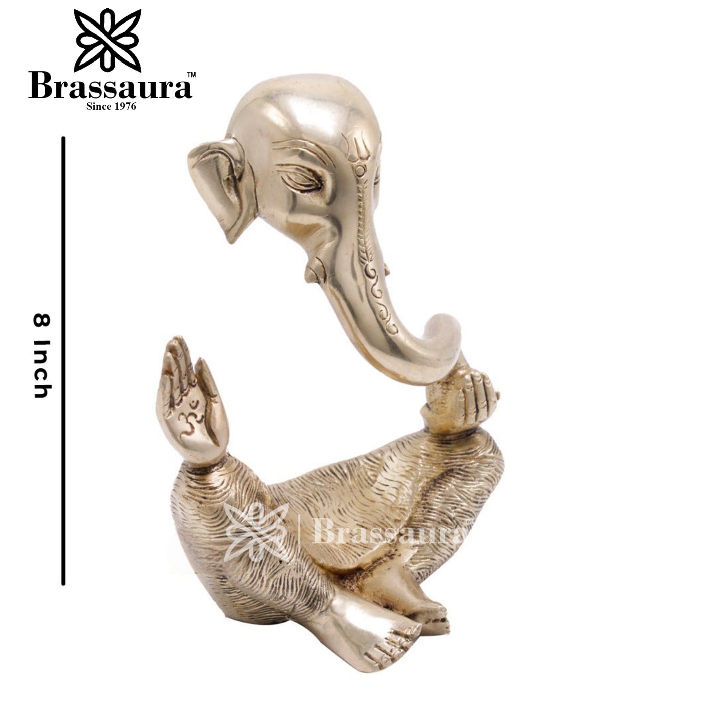Brassaura™ Brass Modern Ganesha Idol for Home and Decor | Weight 2.1 Kgs | Height 8 Inches