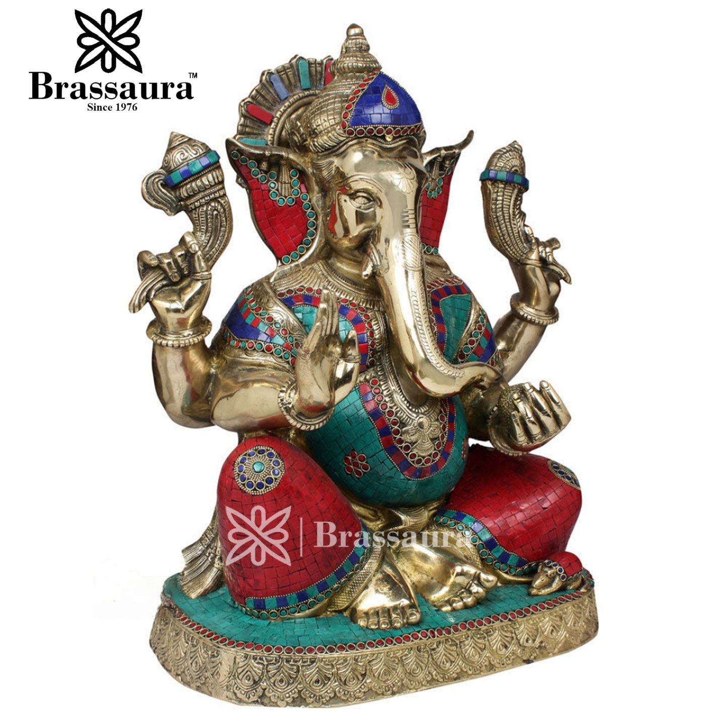 Brass Ganesha Statue For Home Decor And Gift Item Weight 26.5 Kg And Height 20 Inch