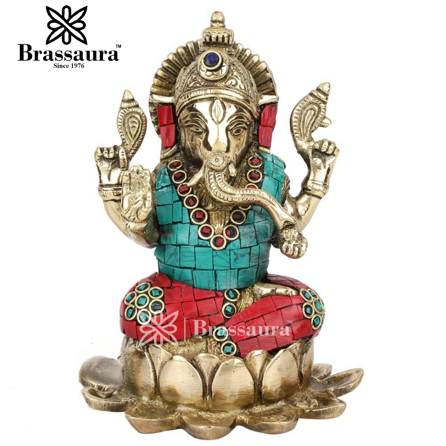 Brass Ganesha Statue For Home Decor And Gift Item Weight 1.4 Kg And Height 6.5 Inch