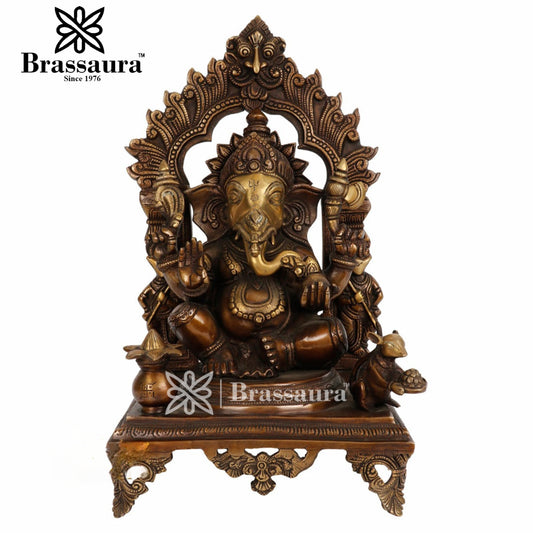 Brass Ganesha Statue For Home Decor And Gift Item Weight 11.8 Kg And Height 19 Inch