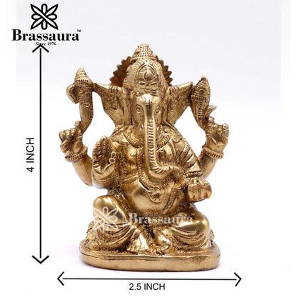 Brass Ganesha Statue For Home Decor And Gift Item Weight .8 Kg And Height 4 Inch