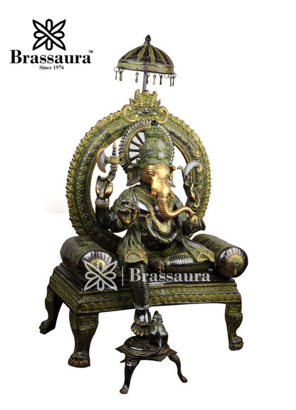 Brass Ganesha Statue For Home Decor And Gift Item Weight 88 Kg And Height 46 Inch