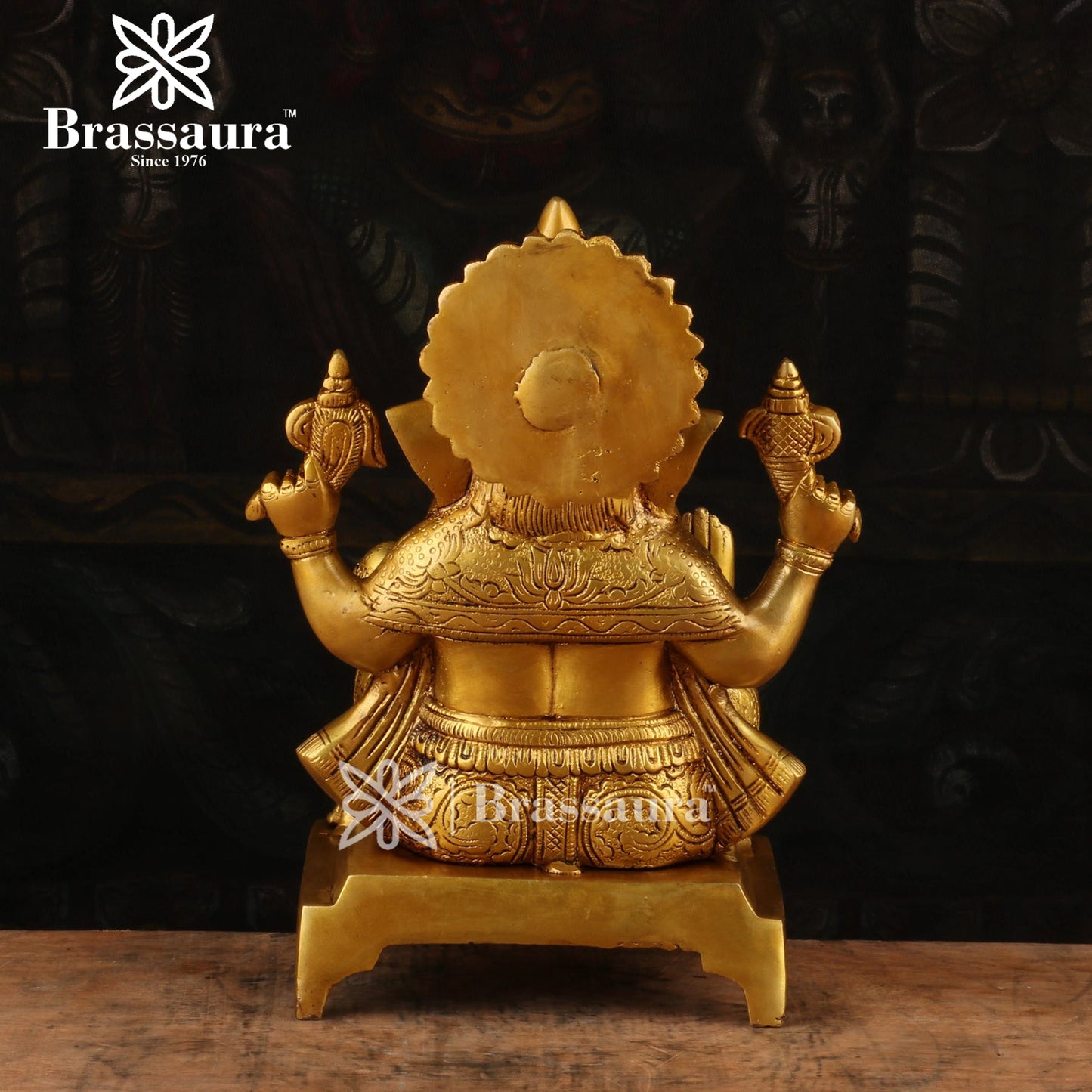 Brassaura™ Brass Ganesha Idol for Home and Decor | Weight 5.6 Kgs | Height 11 Inches