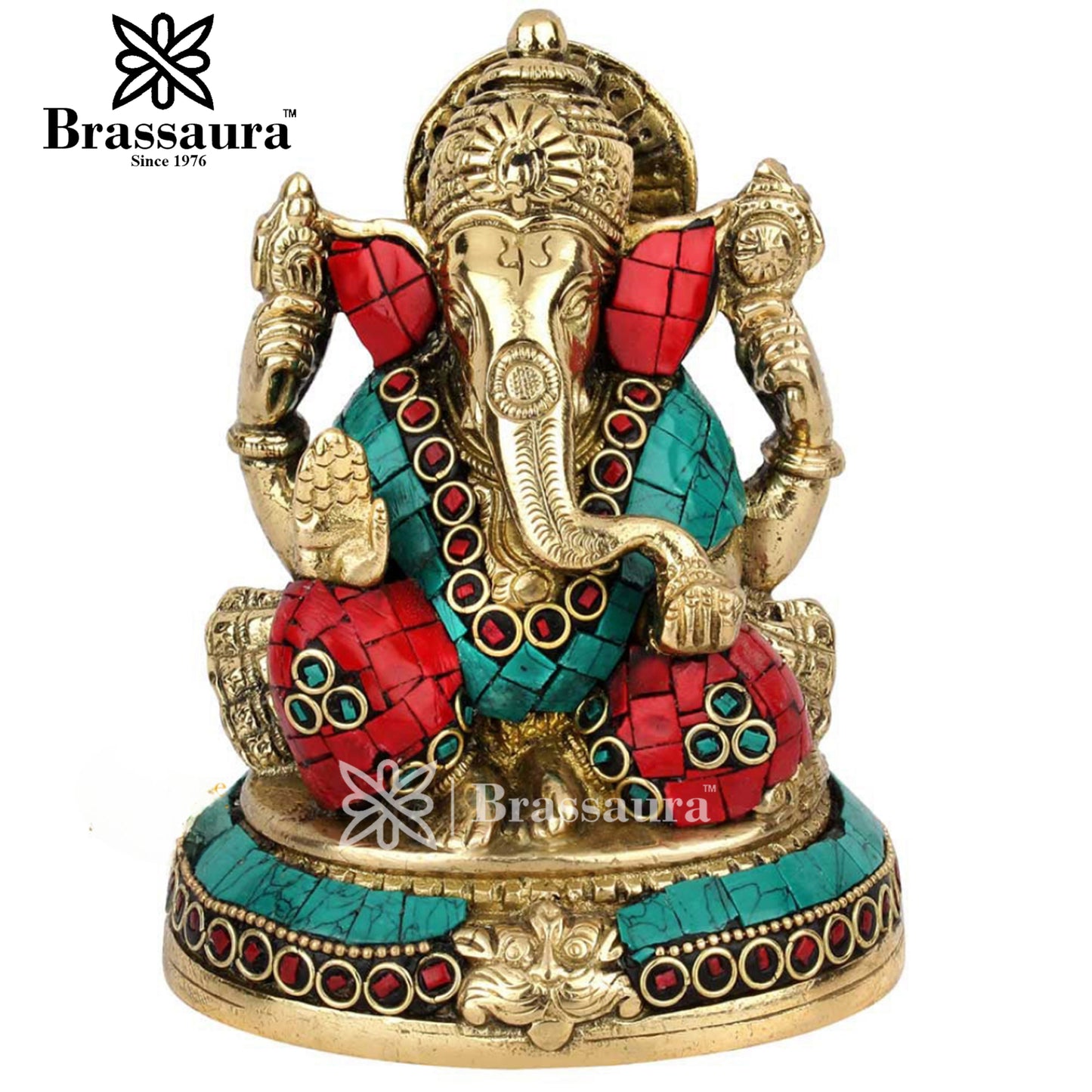 Brass Ganesha Statue For Home Decor And Gift Item Weight 1.5 Kg And Height 5 Inch