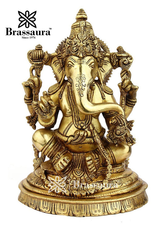 Brass Ganesha Statue For Home Decor Weight 4.5 Kg And Height 10 Inch