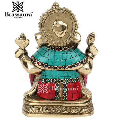 Brass Ganesha Statue For Home Decor And Gift Item Weight 1.9 Kg And Height 7 Inch