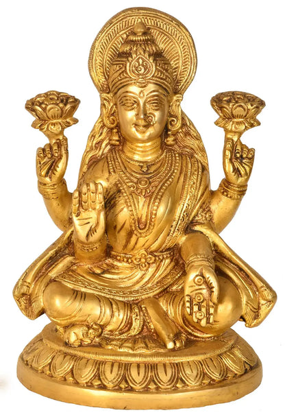 ब्रासौर® ब्रास लक्ष्मी माँ प्रतिमा | ऊंचाई 8.07 इंच और वजन 2.90 किलोग्राम