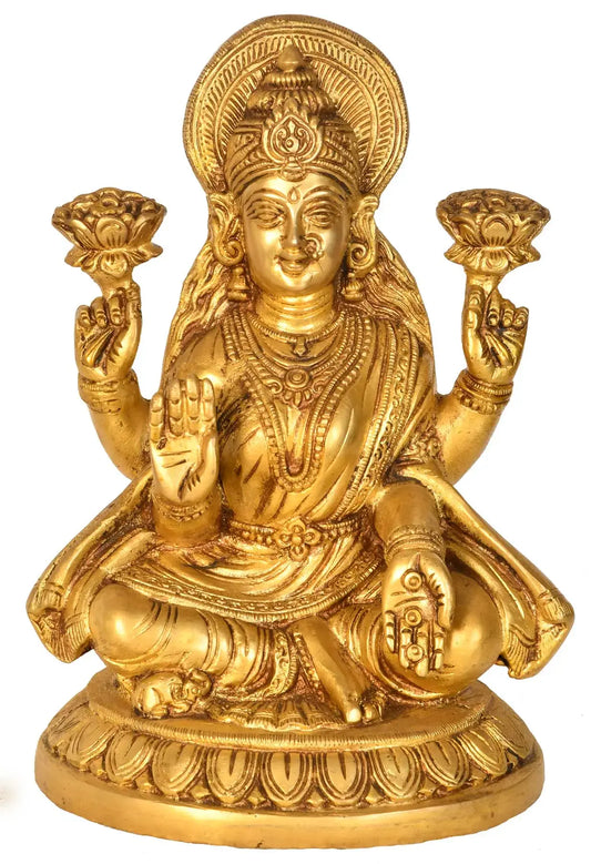 Brassaura® Brass Lakshmi Maa Statue | Height 8.07 Inches & Weight 2.90 kg