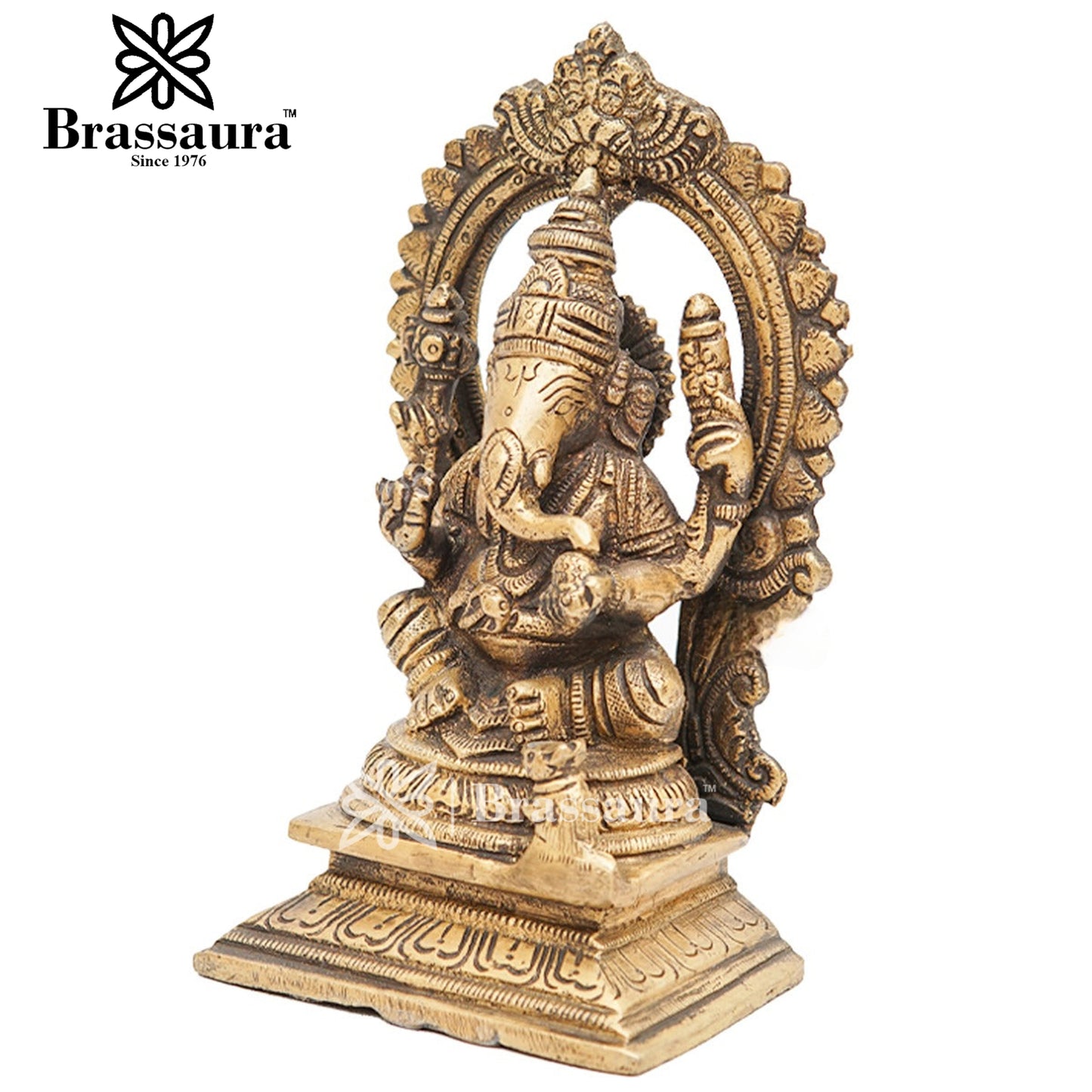 Brassaura™ Brass Ganesha Idol for Home and Decor | Weight 1.4 Kgs | Height 6.5 Inches