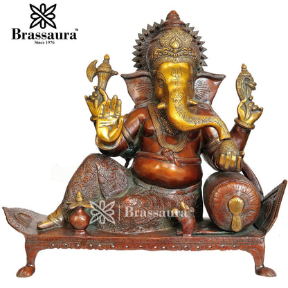Brassaura™ Brass Ganesha Statue – “Harbinger of Prosperity” | Height 16 Inches & Weight 16 Kgs