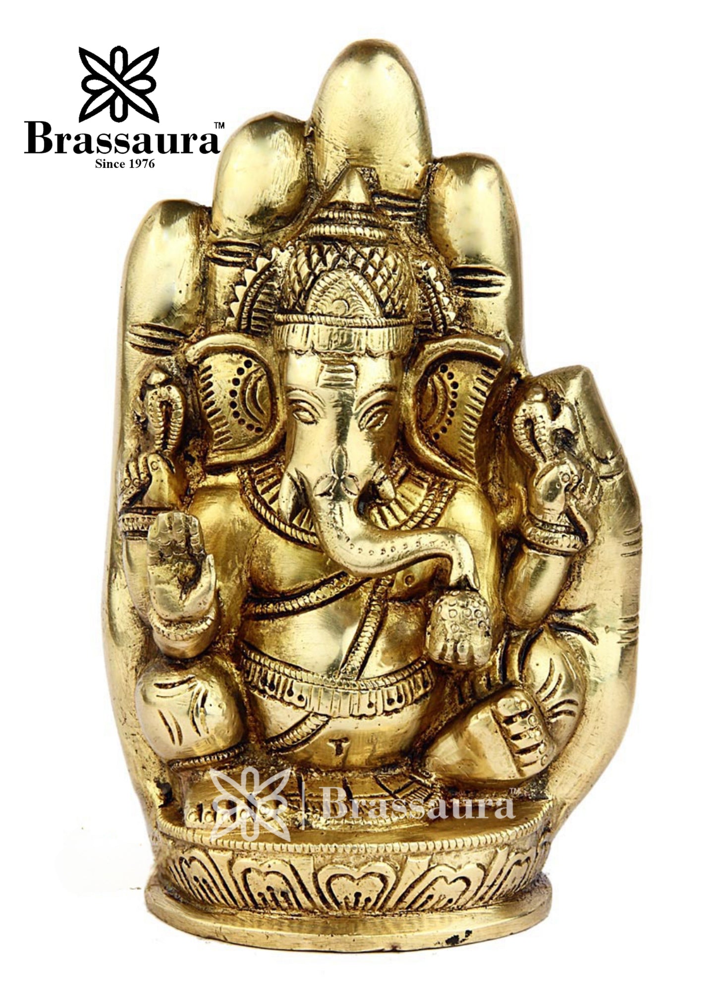 Brass Ganesh With Hand Statue For Home Decor Weight 1.5 Kg And Height 6 Inch