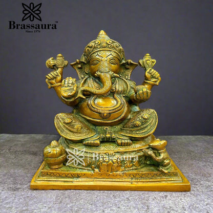 Brass Ganesha Statue For Home Decor And Gift Items Weight 5 Kg And Height 9.2 Inches