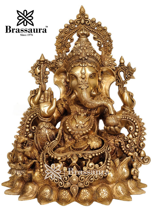 Brass Ganesha Statue For Home Decor And Gift Item Weight 14 Kg And Height 22 Inch
