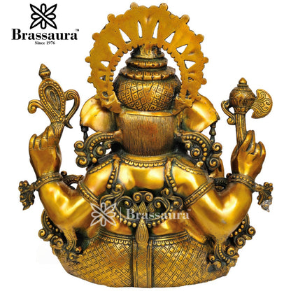 Brass Ganesha Statue For Home Decor And Gift Item Weight 20 Kg And Height 16 Inch
