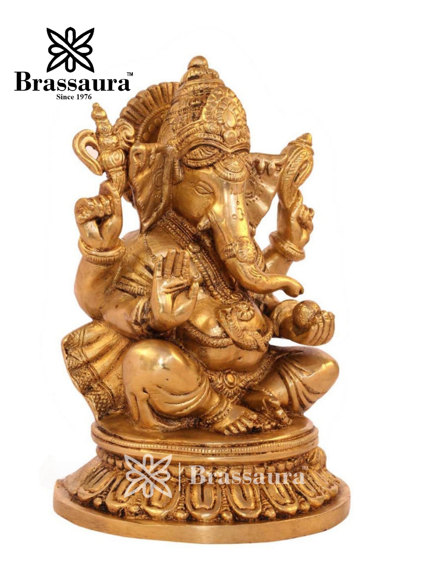 Brass Ganesha Statue For Home Decor And Gift Item Weight 2.8 Kg And Height 8 Inch