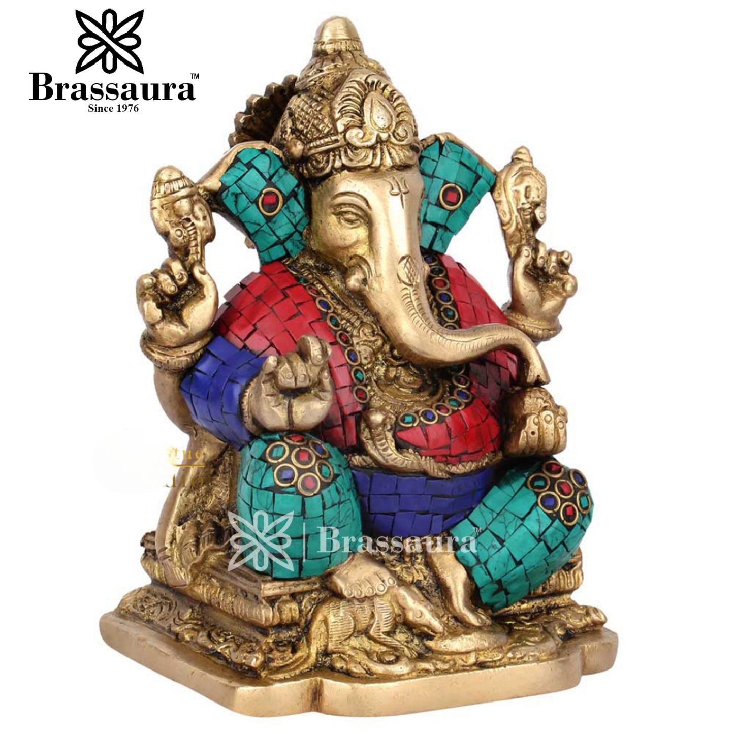 Brass Ganesha Statue For Home Decor And Gift Item Weight 1.9 Kg And Height 6.5 Inch
