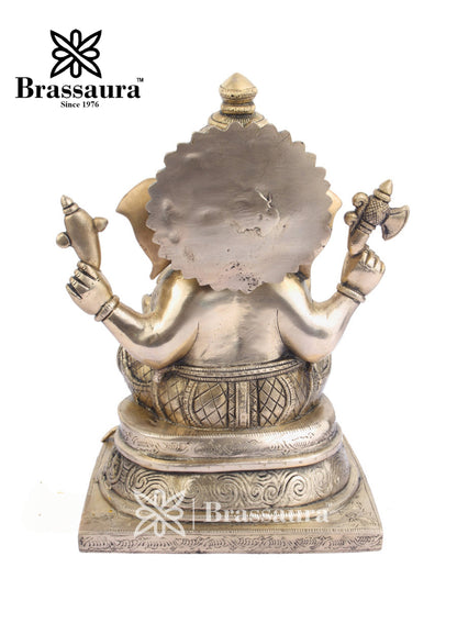 Brass Ganesha Statue For Home Decor And Gift Item Weight 11 Kg And Height 13 Inch