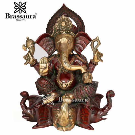 Brass Ganesha Statue For Home Decor And Gift Item Weight 17 Kg And Height 18 Inch