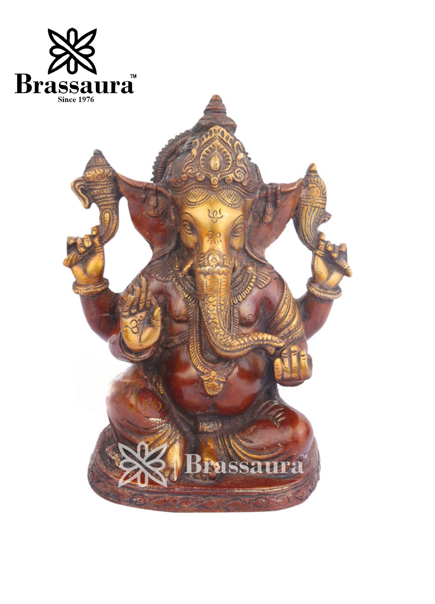 Brass Ganesha Statue For Home Decor And Gift Item Weight 4.5 Kg And Height 9 Inch