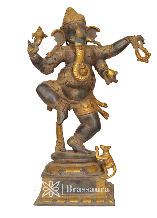 Brass Ganesha Statue For Home Decor And Gift Item Weight 20 Kg And Height 24 Inch